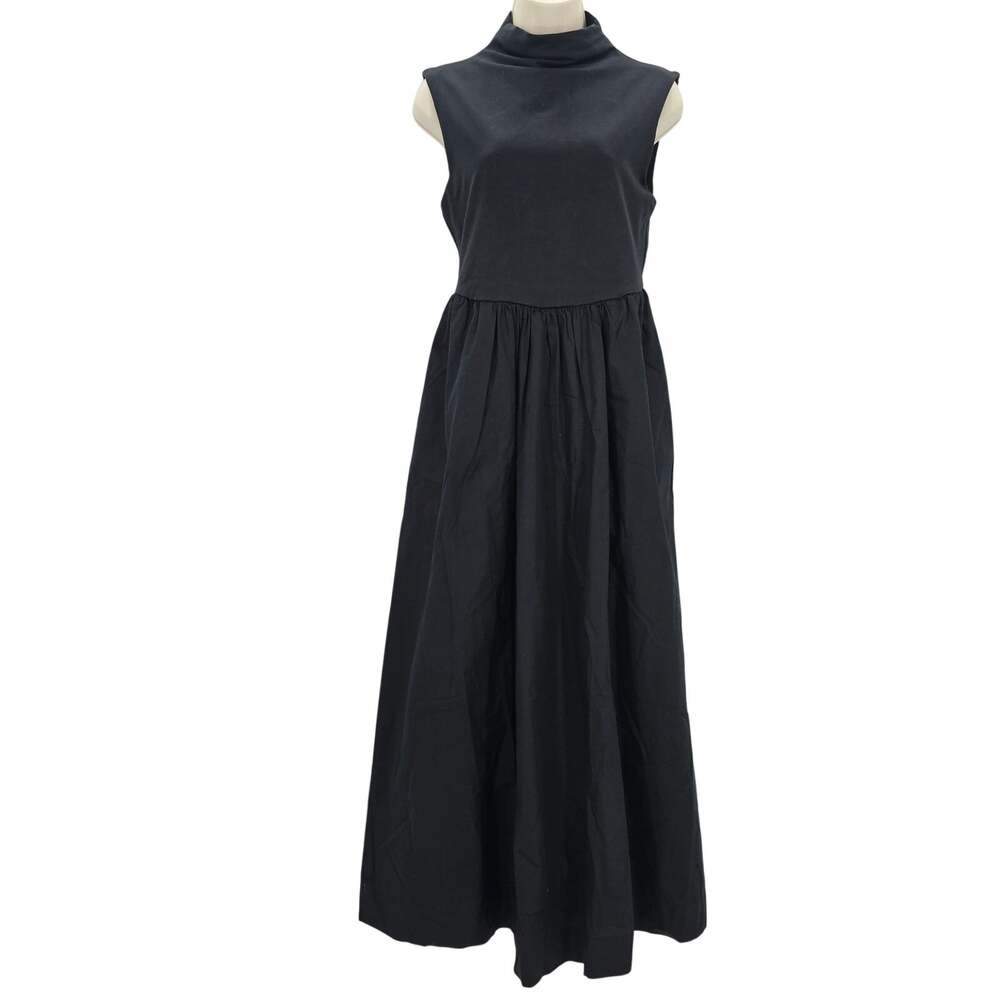 J. Crew Womans size XXS Knit Mock Neck Poplin Skirt Midi Dress Black BY263 NEW